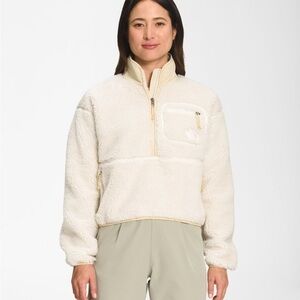 The North Face Women's Off-White Teddy Jacket SIZE MEDIUM CROPPED